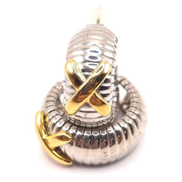 Mixed Metal Statement Hoops - Gold & Silver Tone - Office to Dinner Earrings - Picture 1 of 6